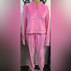 Victoria Secret Hoodie L Pant S 170/104A Pink Full Zip Velour Mismatch Size